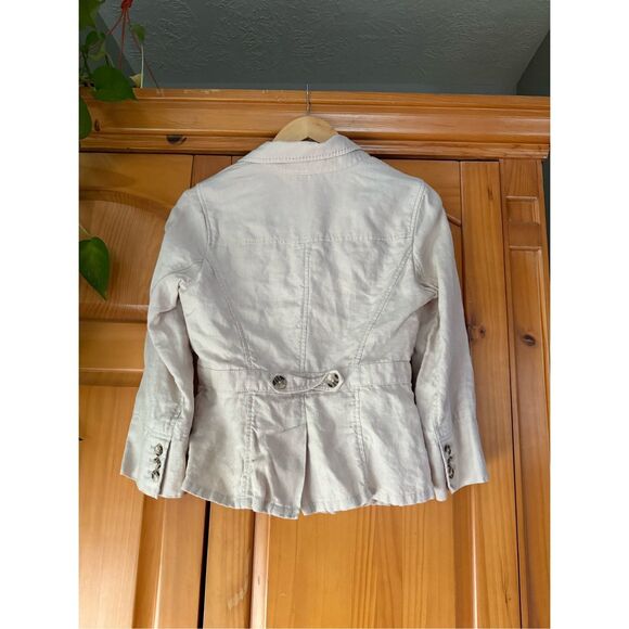 Hei Hei Anthropologie Women's Tan Brown 100% Linen Landmarks Jacket Size 6 - Picture 6 of 10